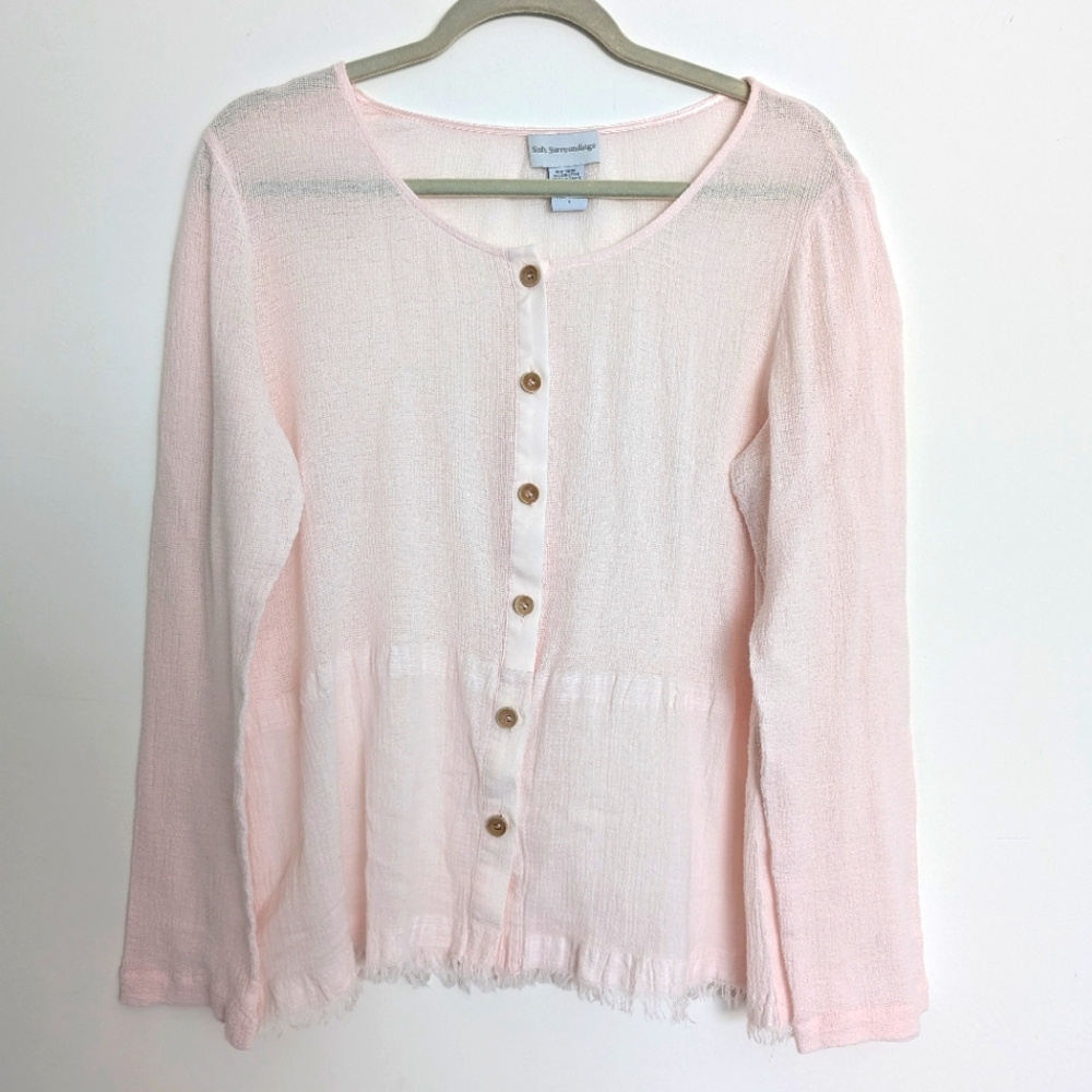 Soft Surroundings Powder Pink Textured blouse